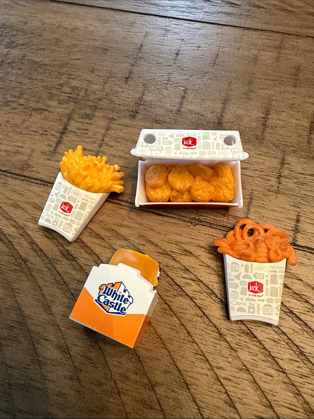 Mini Brands Jack in the Box and White Castle replicas